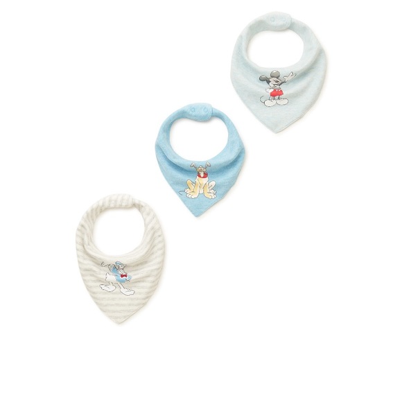 Disney Other - Disney Baby Mickey Mouse Donald, & Pluto Baby Boy Bandana Bibs